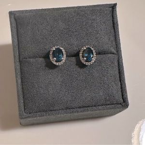 Blue Topaz and White Sapphire Earrings